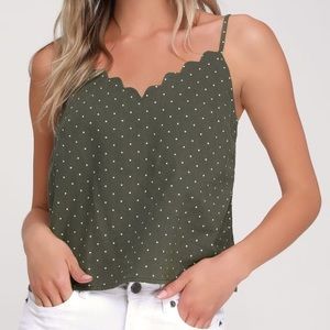 Lulus olive polka dot tank